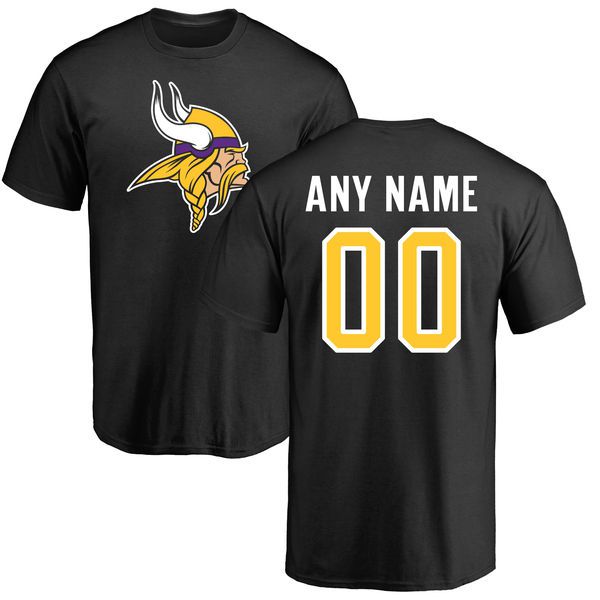 Men Minnesota Vikings NFL Pro Line Black Custom Name and Number Logo T-Shirt->->Sports Accessory